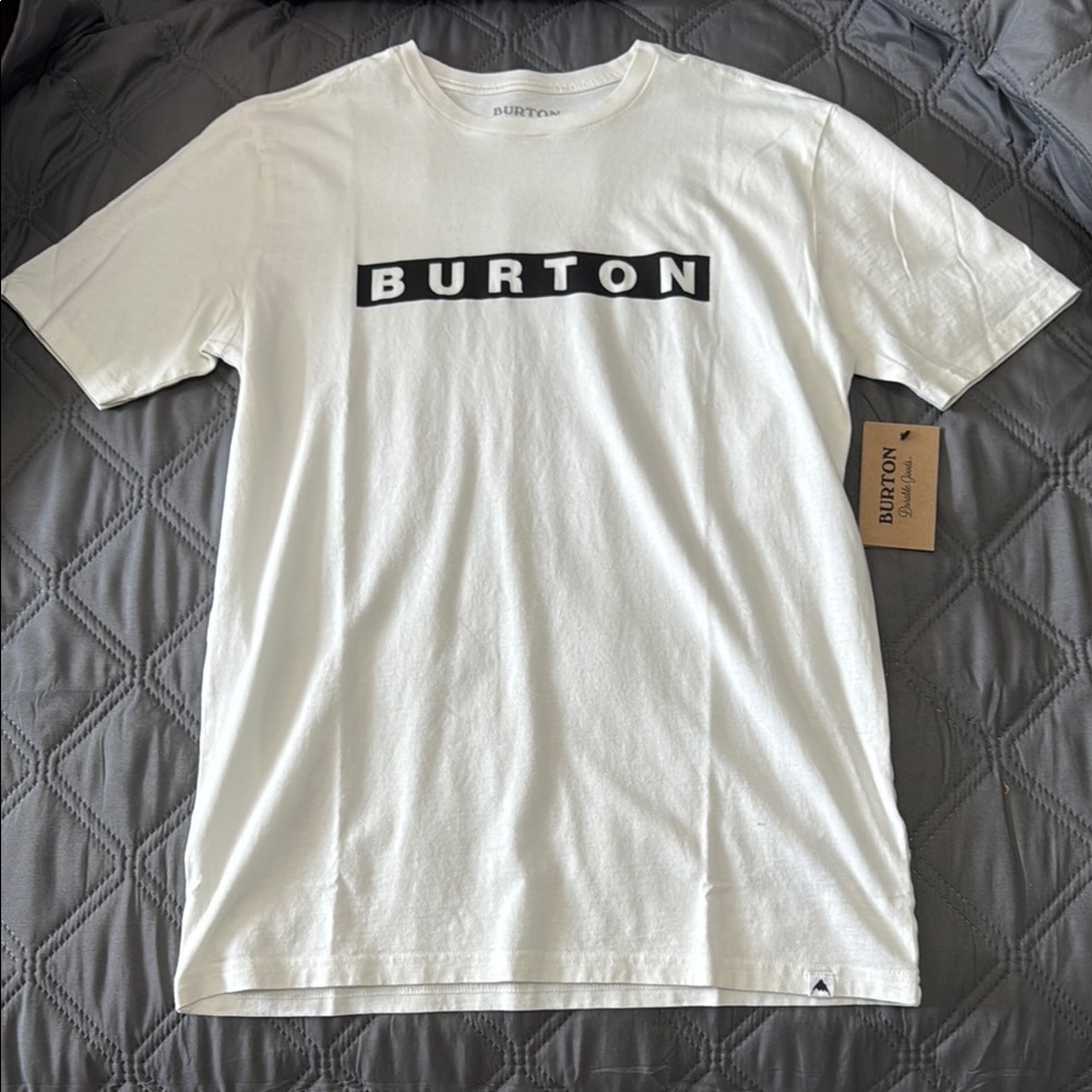 Burton White Short Sleeve Tee Classic Crew Neck